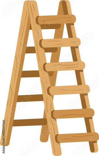 vector illustration art of wooden ladder isolated on white background