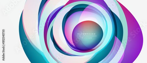 Abstract concentric circles, vibrant colors blend. Modern design, smooth gradients create dynamic visual effect. Background element.