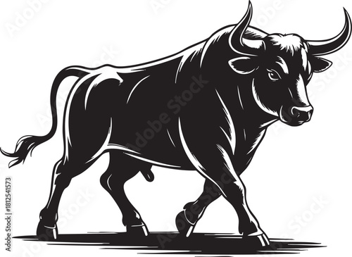 Powerful Black Bull Vector Illustration Symbol of Strength and Determination