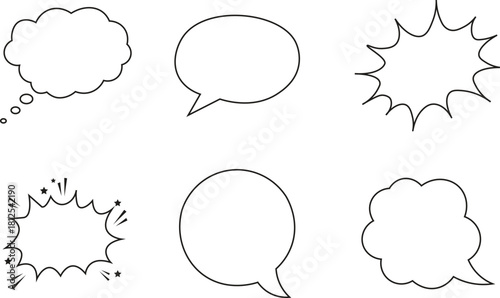 Though bubble speach bubble set outline cloud bubble  message  thinking bubble 