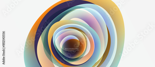 Abstract concentric circles create dynamic visual flow. Colors blend, forming modern background design. Minimalist aesthetic, clean lines present.