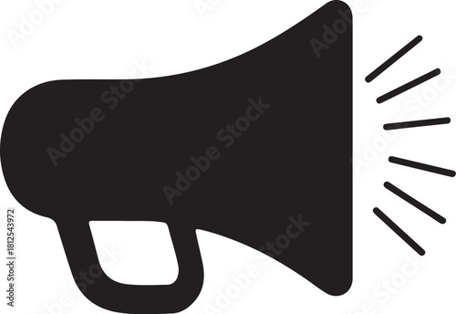 Black megaphone icon with sound waves bullhorn loudspeaker