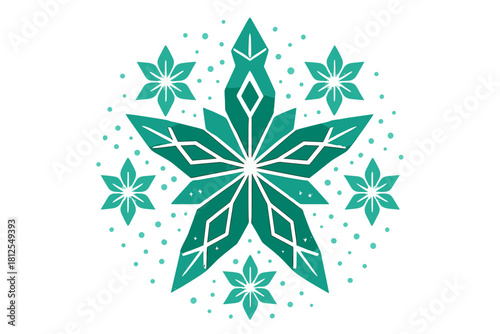 Ice Flower Symmetry. Ice Flower Formation. Flat minimalist vector illustration of an Ice Flower Formation.