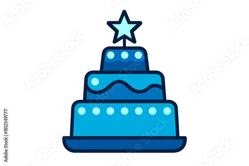 Christmas Cake Lights. Christmas Eve Cake. Flat minimalist vector illustration of a Christmas Eve Cake. A tall