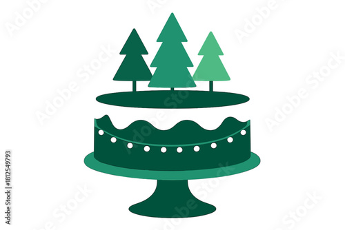 Winter Cake Delight. Winter Cake Scene. Flat minimalist vector illustration of a Winter Cake Scene. A simple