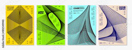 Set of structure system dynamic line abstract cover