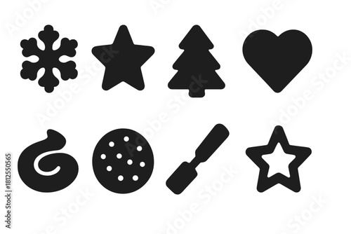 Sugar Cookie Patterns. Sugar cookie patterns. Filled icon set of Sugar cookie patterns: snowflake pattern,