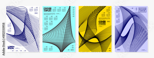 Cyberspace digital network line abstract cover set