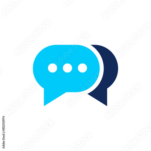 Chat Message Icon – Blue Speech Bubble with Typing Dots Symbol for Communication, Conversation, Messaging App UI and Customer Support Design