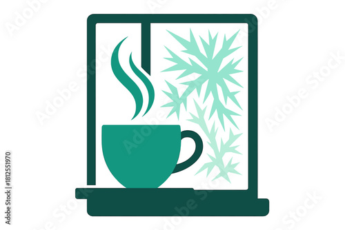 Tea with Frosty View. Tea with Frosty View. Flat minimalist vector illustration of Tea with Frosty View.