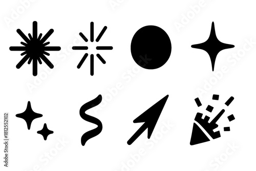 Festive Light Icons. Festive light burst. Filled icon set of Festive light burst: exploding spark, flare,