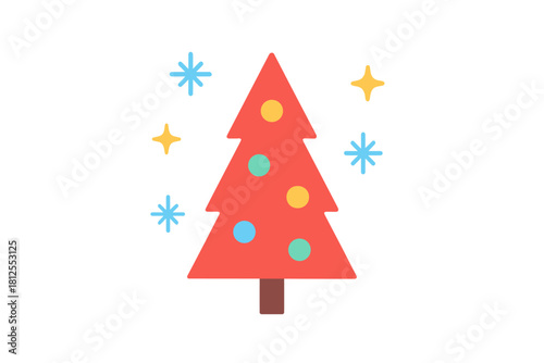 Modern Winter Glow. Winter decor pine. A minimal triangular tree with spaced glowing orbs; floating spark