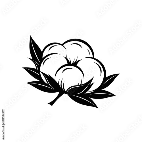 Vector icon of a cotton boll, symbolizing natural fiber, textile production, harvest, softness and eco-friendly materials, isolated on a transparent background