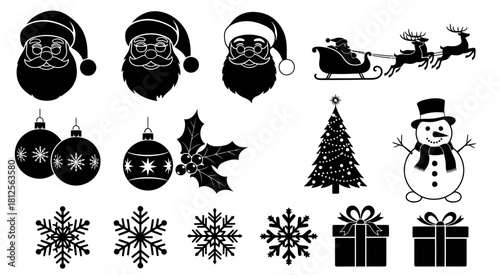 Christmas vector silhouettes santa tree snowflakes and more