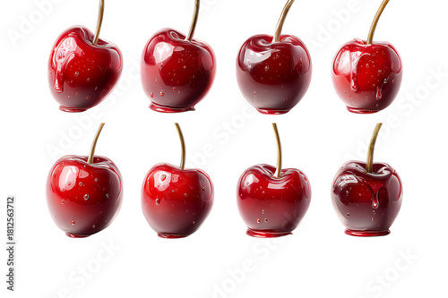 Fresh Cherries on White Background: A Vibrant Fruit Collection.