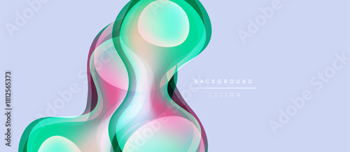 Abstract fluid shapes overlap, creating vibrant color gradients. Soft hues blend, forming modern background design. Minimalist aesthetic.