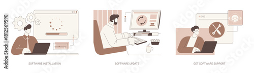 Software maintenance isolated cartoon vector illustrations se