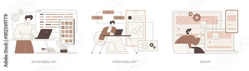 Mobile apps isolated cartoon vector illustrations se