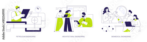 Master of Engineering management isolated cartoon vector illustrations se