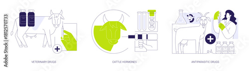 Drugs for livestock isolated cartoon vector illustrations se