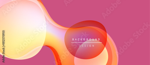Abstract background features flowing shapes, warm colors. Pink, orange hues create dynamic visual effect. Modern design element.