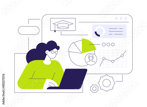 Online MBA isolated cartoon vector illustrations.