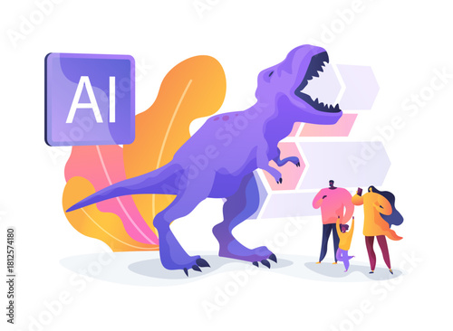 Theme Park Animatronic Robot abstract concept vector illustration.