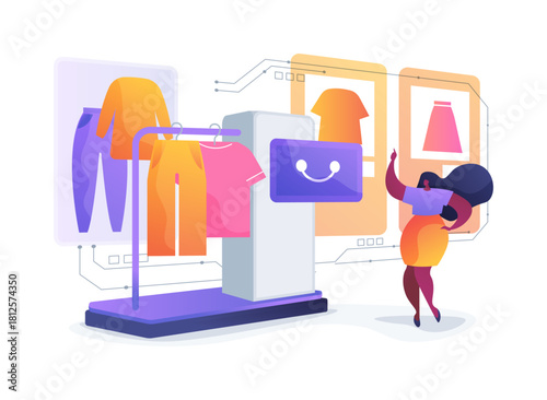 Retail Fitting Room Robot abstract concept vector illustration.