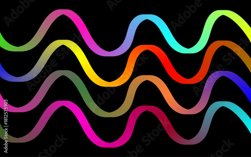 Waves of abstract color gradients.  Vector line pattern in the background.  elements of wavy graphic design.  Ribbons in Rainbow Colors
