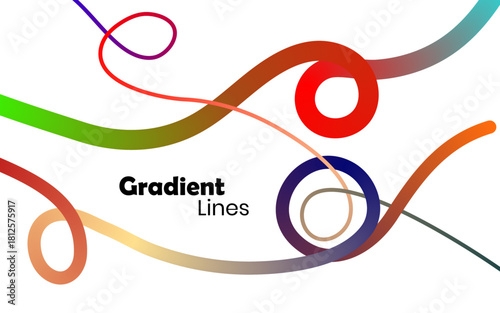 Waves of abstract color gradients.  Vector line pattern in the background.  elements of wavy graphic design.  Ribbons in Rainbow Colors