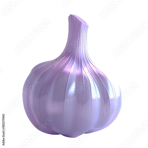 3D Garlic Bulb Minimalistic Illustration isolated on transparent background