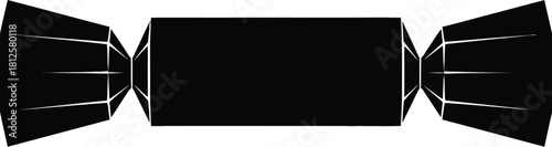 Black silhouette icon of a wrapped candy with twisted ends