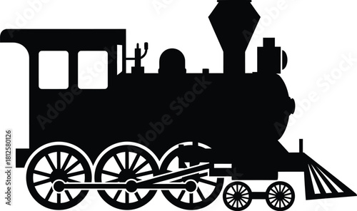 Silhouette of a classic steam locomotive train engine