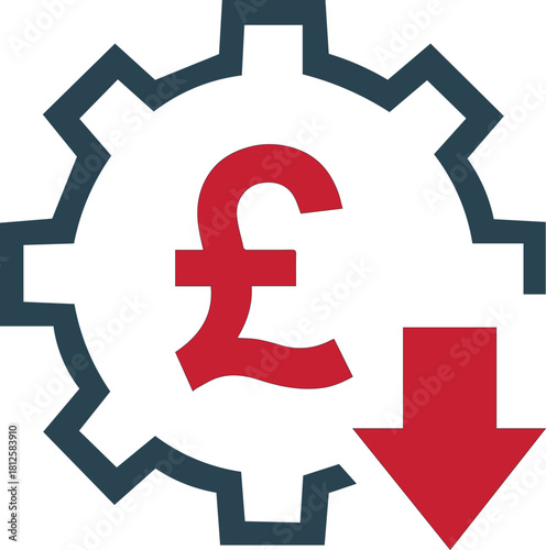 Euro down icon downfall recesion economy  crisis