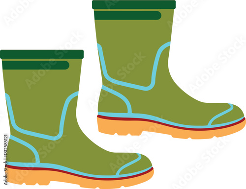 vector illustration of gardening boots on isolated background