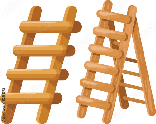 vector illustration of wooden ladder on white background
