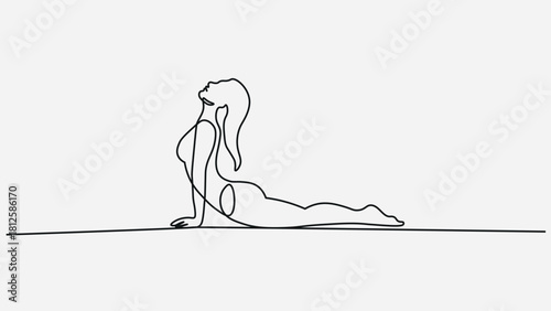 Continuous One-Line Art of a Woman Doing Side Stretch Exercise