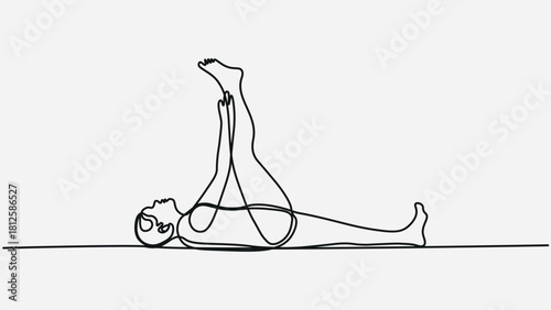 Continuous One-Line Art of a Woman Doing Side Stretch Exercise