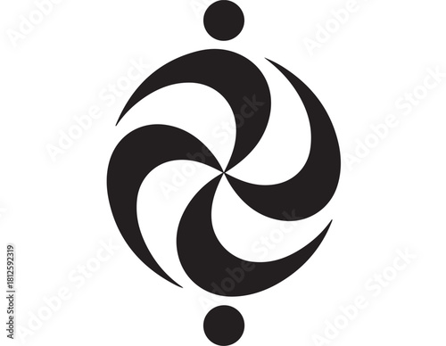 Abstract pinwheel symbol a simple vector graphic design element isolated on white background