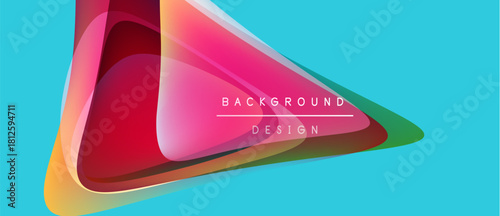 Abstract colorful shapes overlap, creating dynamic background. Text reads background design within composition. Bright hues dominate visual space.