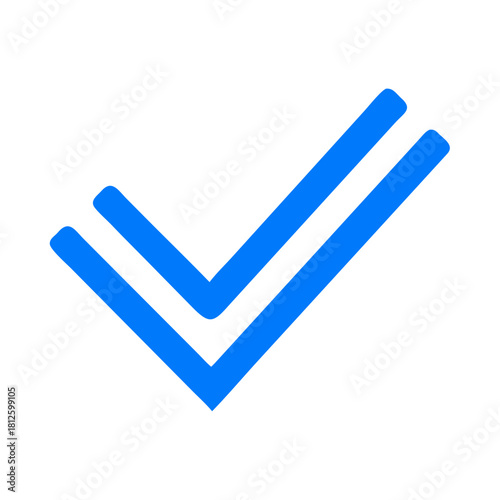 Blue double check mark icon in flat design