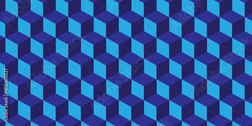 Blue 3d modeling cubes Illustration decoration seamless blue material pattern square design.	

