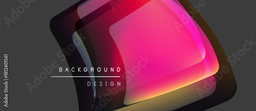 Abstract geometric shape. Vibrant pink, yellow hues blend. Dark gray background provides contrast. Modern design element.