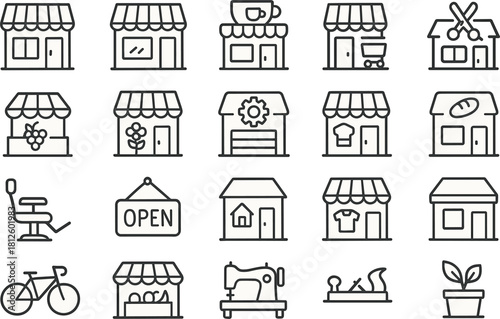Small Business Storefront Icons Set
