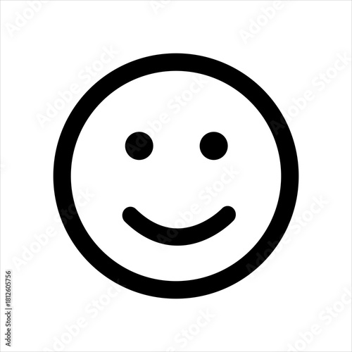 Simple black and white smiley face icon for positive feedback and emotions