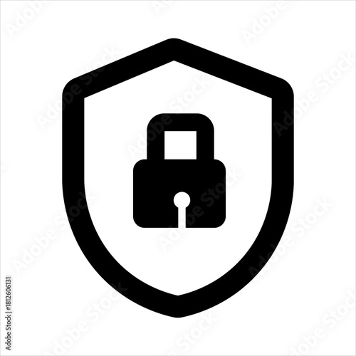Security shield with padlock icon for data protection and cyber safety