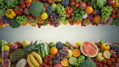Fototapeta Naklejka Na Ścianę i Meble -  Abundant colorful assortment of fresh fruits and vegetables