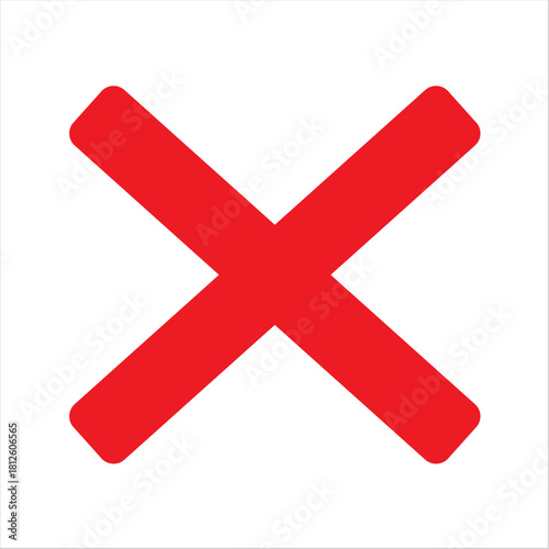 Red x mark symbol on white background for error or cancellation