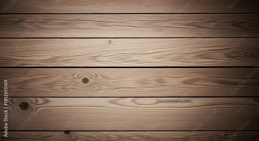 Naklejka premium Rustic Horizontal Wood Planks with Visible Knots and Weathered Texture Background wooden
