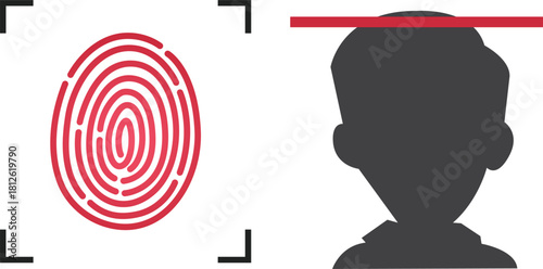 Biometric Face ID scan access fingerprint design scan men icons
